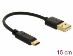 85351 Delock USB kabel za punjenje Tipa-A na USB Type-C™ 15 cm