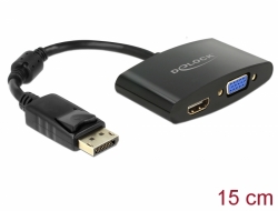 65596 Delock Adaptateur DisplayPort 1.1 mâle > HDMI / VGA femelle noir