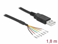 83116 Delock Convertisseur USB 2.0 à Serial TTL avec 6 fils ouverts, 1,8 m (5 V)