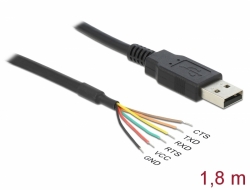 83117 Delock USB 2.0 – Soros TTL átalakító 6 szabad vezetékkel 1,8 m (5 V)