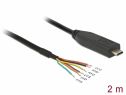 63948 Delock Konverter USB Type-C™ 2.0 Stecker zu LVTTL 3,3 V 6 offene Kabelenden 2,0 m