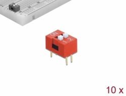 66027 Delock Comutator culisant DIP 2-cifre 2,54 mm cu înclinare THT vertical roșu 10 bucăți