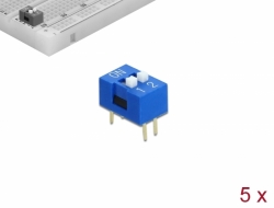 66090 Delock Comutator culisant DIP 2-cifre 2,54 mm cu înclinare THT vertical albastru 5 bucăți