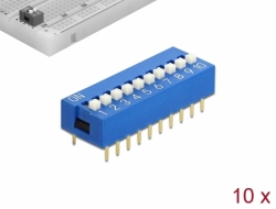 66103 Delock Interruptor deslizante DIP de 10 dígitos de 2,54 mm de paso THT vertical azul 10 piezas