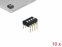 66109 Delock Interruptor deslizante DIP de 4 dígitos de 2,54 mm de paso THT vertical negro 10 piezas