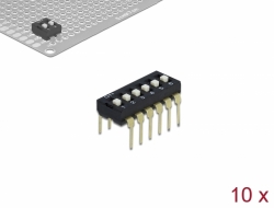 66112 Delock Interruptor deslizante DIP de 6 dígitos de 2,54 mm de paso THT vertical negro 10 piezas