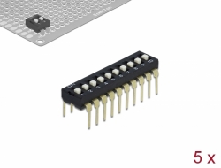 66117 Delock Interruptor deslizante DIP de 10 dígitos de 2,54 mm de paso THT vertical negro 5 piezas