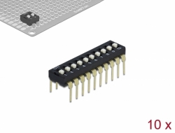 66118 Delock Interruptor deslizante DIP de 10 dígitos de 2,54 mm de paso THT vertical negro 10 piezas