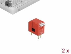 66119 Delock Interruptor de giro DIP piano de 2 dígitos de 2,54 mm de paso THT rojo vertical 2 piezas