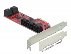 89384 Delock PCI Express x2-kort > 10 x intern SATA 6 Gb/s - Formfaktor med låg profil