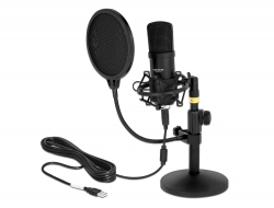 66300 Delock Professional USB Condenser Microphone Set for Podcasting and Gaming 
