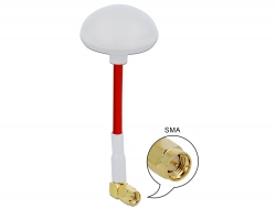 12572 Delock Antenna SMA FPV 5100 - 5875 MHz maschio da 90° 2 dBi circolare polarizzata bianca