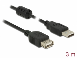 84886 Delock USB 2.0-s bővítőkábel A-típusú csatlakozódugóval > USB 2.0-s, A-típusú csatlakozóhüvellyel, 3,0 m, fekete