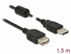 84884 Delock Καλώδιο επέκτασης USB 2.0 τύπου-A αρσενικό > USB 2.0 τύπου-Α θηλυκό 1,5 m μαύρο
