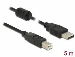 84899 Delock USB 2.0-s kábel A-típusú csatlakozódugóval > USB 2.0-s, B-típusú csatlakozódugóval, 5,0 m, fekete