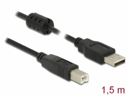 84896 Delock USB 2.0-s kábel A-típusú csatlakozódugóval > USB 2.0-s, B-típusú csatlakozódugóval, 1,5 m, fekete