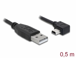 82680 Delock Cable USB-A male > USB mini-B male angled 90° left