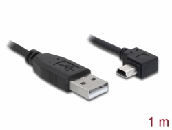 82681 Delock Cablu cu conector tată USB 2.0 Tip-A la conector tată Tip Mini-B, în unghi, 1 m