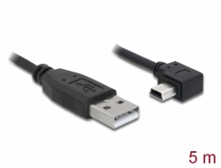 82684 Delock Cable USB-A male > USB mini-B male angled 90° left