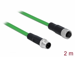 85434 Delock Network cable M12 4 pin D-coded male to female TPU 2 m