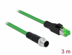 85439 Delock Síťový kabel M12, 4 pin, s kódováním D, na zástrčku RJ45, PVC, 3 m