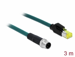 85443 Delock Síťový kabel M12, 4 pin, s kódováním D, na zástrčku RJ45 Hirose, TPU, 3 m