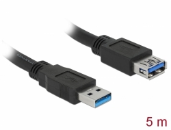 85058 Delock Cablu prelungitor cu conector tată USB 3.0 Tip-A > conector mamă USB 3.0 Tip-A, de 5,0 m, negru