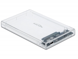 42621 Delock Carcasă externă pentru 2.5″ SATA HDD / SSD cu USB Type-C™ mamă transparent - fără instrument