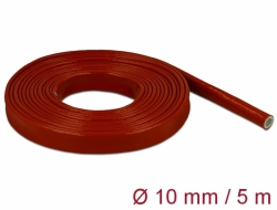 18898 Delock Gainage ignifuge recouvert de silicone, 5 m x 10 mm, rouge