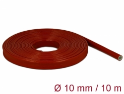 18899 Delock Gainage ignifuge recouvert de silicone, 10 m x 10 mm, rouge