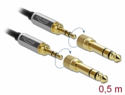 85784 Delock Stereofonní kabel s tříkolíkovou zástrčkou 3,5 mm na zástrčku se šroubovacím adaptérem rozměru 0,5 m 