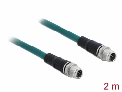85914 Delock Síťový kabel M12, 8 pin, s kódováním X, samec na samec, TPU, 2 m