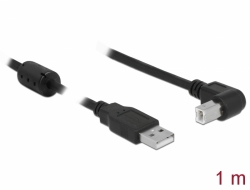 83519 Delock USB 2.0-kabel, Typ-A hane > USB 2.0 Typ-B hane vinklad 1 m svart