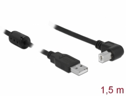 84810 Delock Kabel USB 2.0 Tipa-A muški > USB 2.0 Tipa-B muški kutni 1,5 m crni