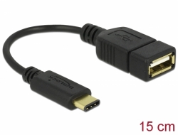 65579 Delock Adapterkabel USB Type-C™ 2.0 hane > USB 2.0 typ A hona 15 cm svart