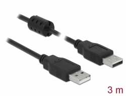 84892 Delock Przewód z wtykiem męskim USB 2.0 Typ-A > wtyk męski USB 2.0 Typ-A, o długości 3,0 m, czarny