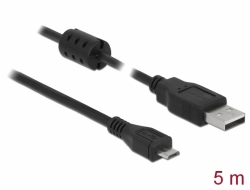 84910 Delock USB 2.0-s kábel A-típusú csatlakozódugóval > USB 2.0 Micro-B csatlakozódugóval, 5,0 m, fekete