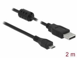 84903 Delock Καλώδιο USB 2.0 τύπου-A αρσενικό > USB 2.0 Micro-B αρσενικό 2,0 m μαύρο