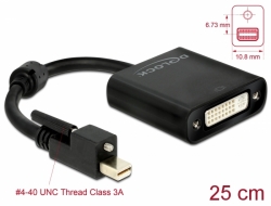 62639 Delock Adapter mini DisplayPort 1.2 muški s vijkom > DVI ženski 4K aktivni crno
