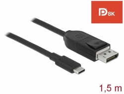 85813 Delock Dwukierunkowy USB Type-C™ do kabla DisplayPort (DP Alt Mode) 8K 60 Hz 1,5 m DP 8K z certyfikatem