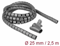 18845 Delock Spiral Hose with Pull-in Tool 2.5 m x 25 mm grey