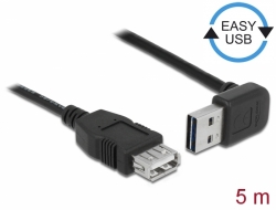 83550 Delock Produžni kabel EASY-USB 2.0 Tipa-A kutni muški prema gore / prema dolje > USB 2.0 Tipa-A, ženski crna 5 m