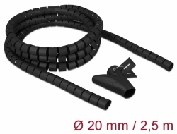 18836 Delock Spiral Hose with Pull-in Tool 2.5 m x 20 mm black