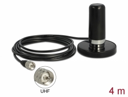 12570 Delock Antena LTE macho UHF 3 dBi omnidireccional fija con base magnética y cable de conexión RG-58 A/U 4,0 m para exteriores negro