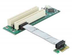 41341 Delock PCI Expressz 1x-es bővítő kártya > 2 x PCI csatlakozó rugalmas 9 cm kábellel, bal oldali beillesztéssel