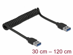 85348 Delock Cable USB 3.0 en espiral Tipo-A macho a Tipo-A macho
