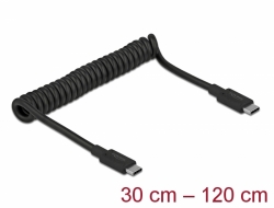 85350 Delock USB 3.1 Gen 2 Coiled Cable Type-C male to Type-C™ male PD 3 A E-Marker