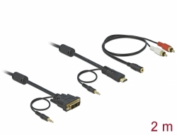 84455 Delock Cable DVI - HDMI + Sound male-male 2 m