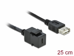 86384 Delock Modul Keystone, USB 2.0 C mamă > USB 2.0 A mamă, cu cablu