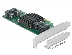 90439 Delock PCI Express x8 Card - 4 x belső NVMe SFF-8643 - alacsony profilú formatényező